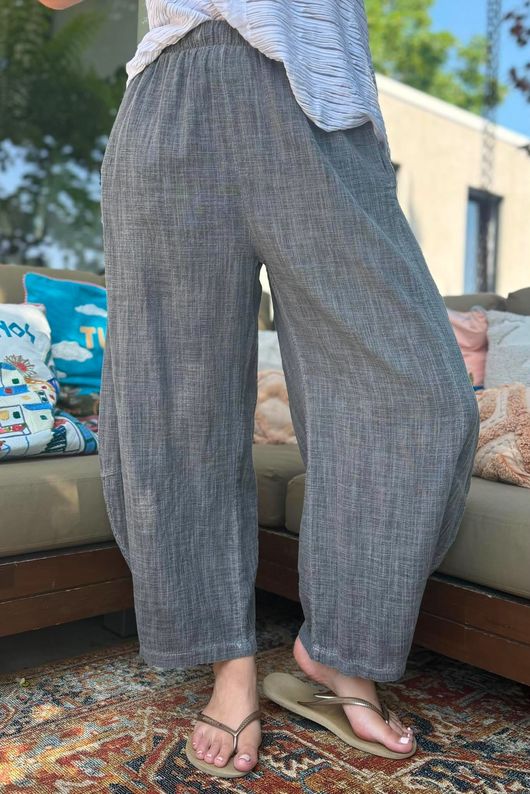 Frame Cotton Vintage Wash Barrel Pant Charcoal